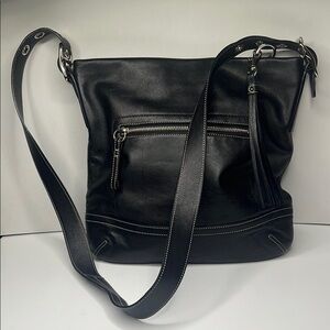 Coach Smooth Black Leather D06S-1414 Large Shoulder Crossbody Bag